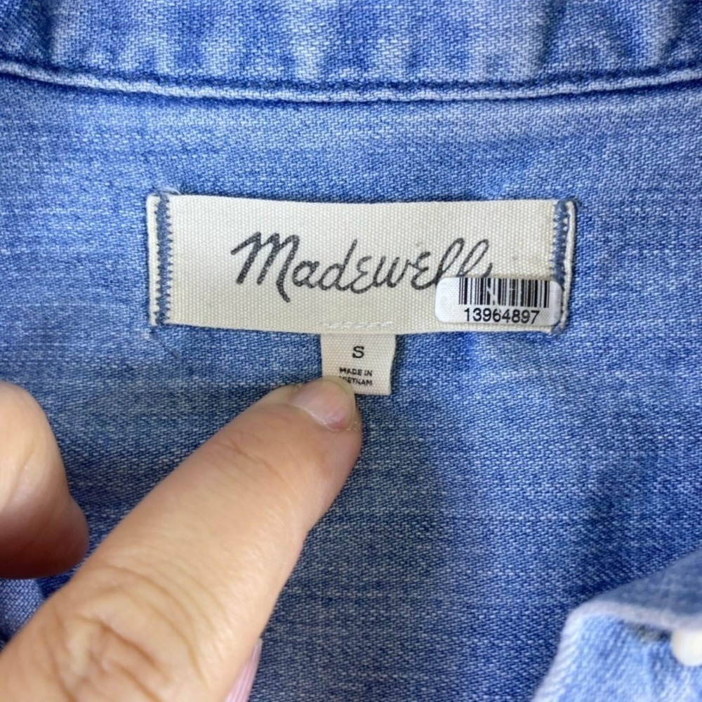 Madewell Denim Mini Dress Women Sz S Blue Short Sleeve Western Cowgirl - Picture 4 of 9